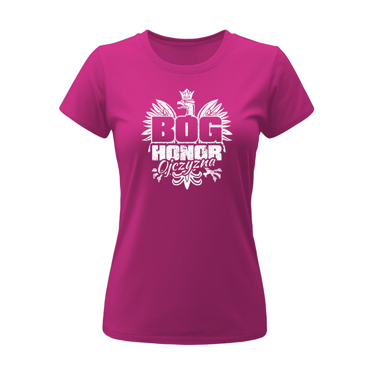 Koszulka damska z nadrukiem Bóg Honor Ojczyzna - obrazek 2