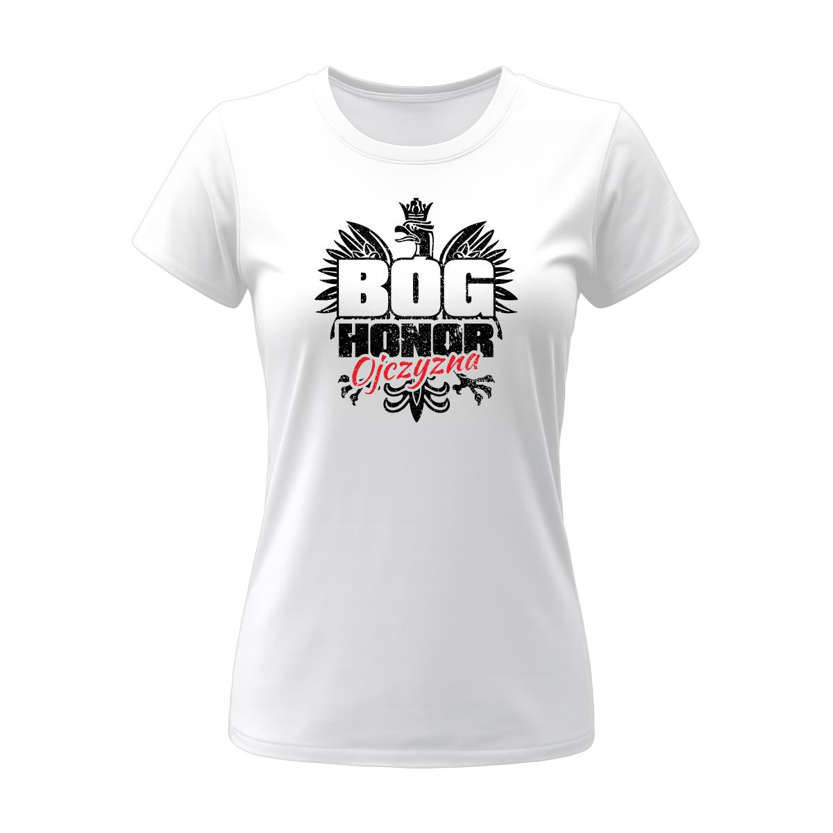 Koszulka damska z nadrukiem Bóg Honor Ojczyzna - obrazek 4