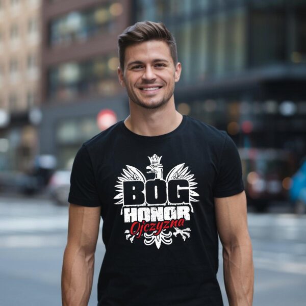 Koszulka męska z nadrukiem Bóg Honor Ojczyzna